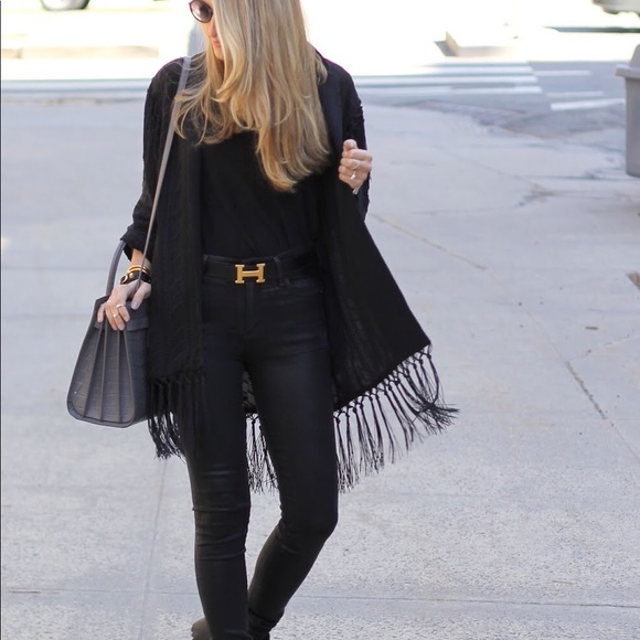 Other - Black Chiffon Kimono with Fringe
